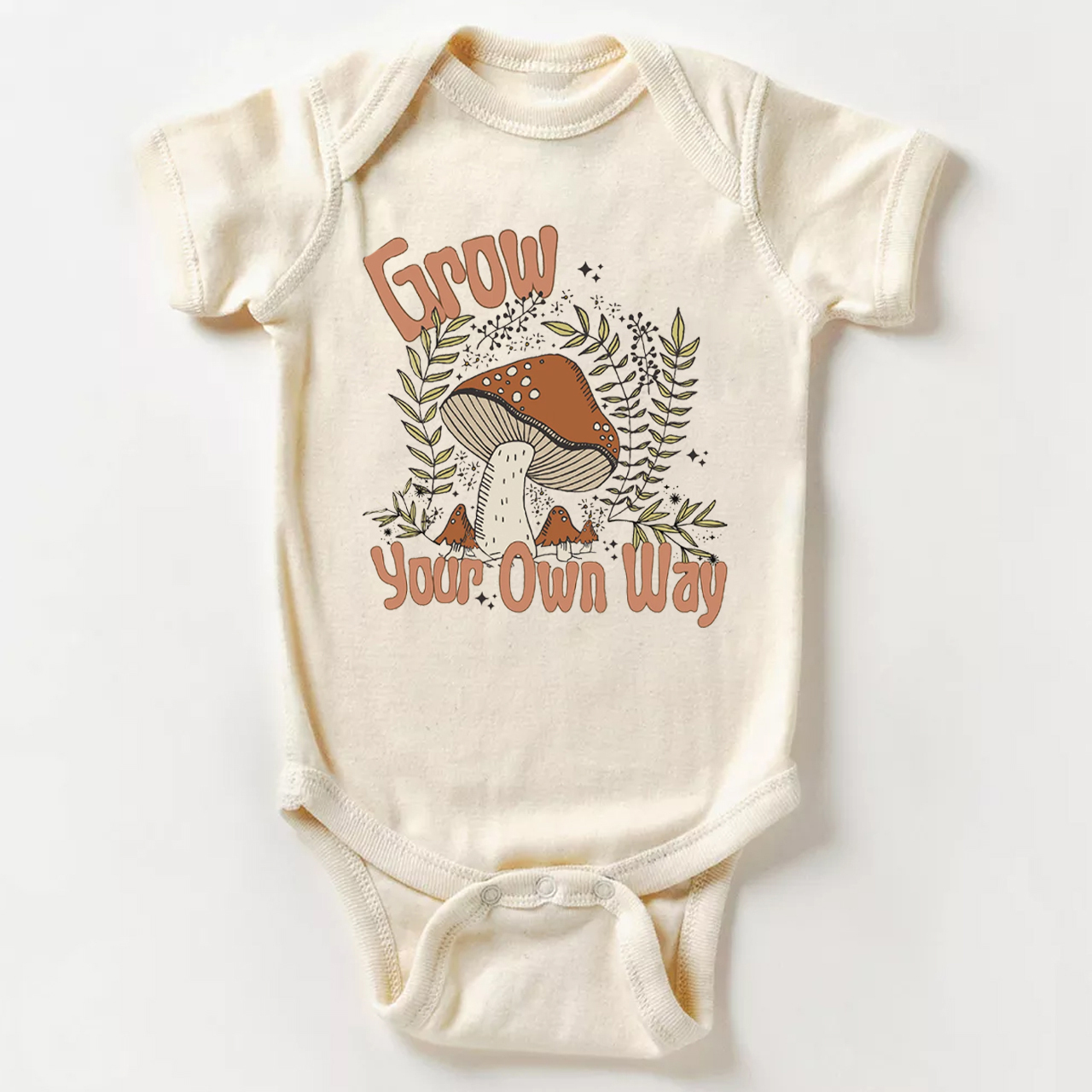 Grow Your Own Way Cute Mushroom Baby Bodysuit