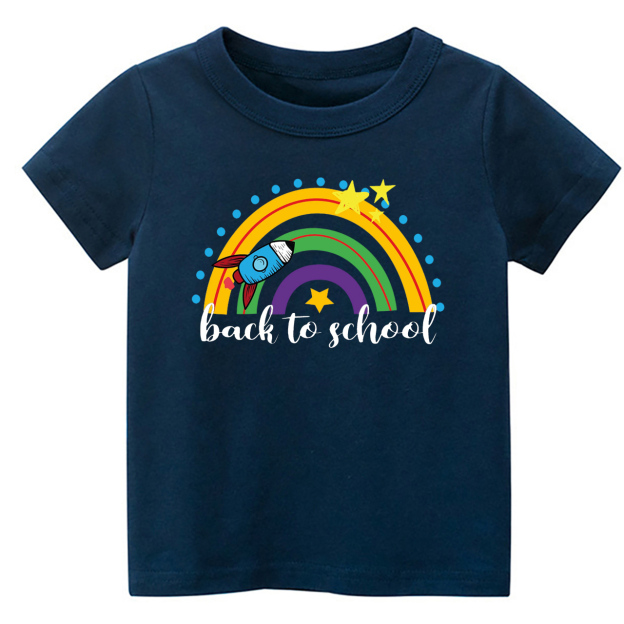 Rocket Rainbow Back To School Kids T-Shirt