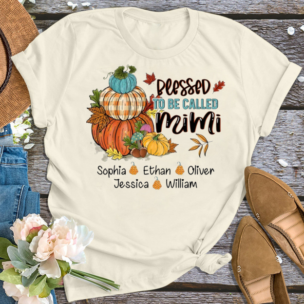 Blessed Pumpkin Thanksgiving Personalized Grandma Shirt 