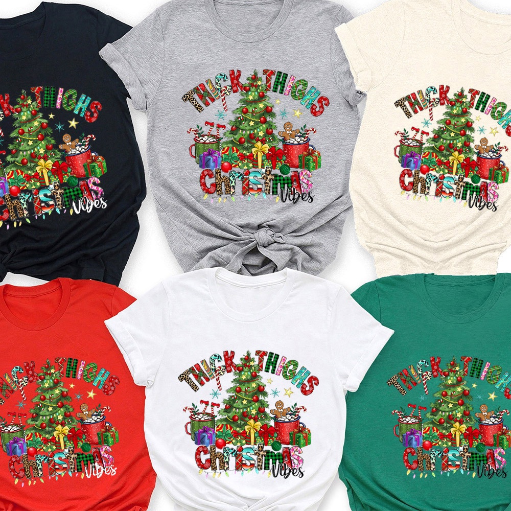 Thick Thighs Christmas Vibes Family Matching Shirt