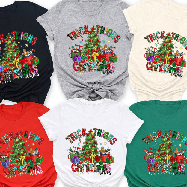 Thick Thighs Christmas Vibes Family Matching Shirt