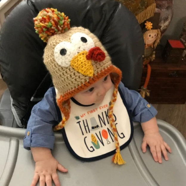 Crocheted Turkey Thanksgiving Toddler Hat