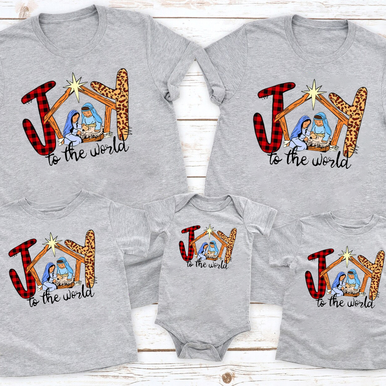 Joy to the World Christian Christmas Family Matching Shirt