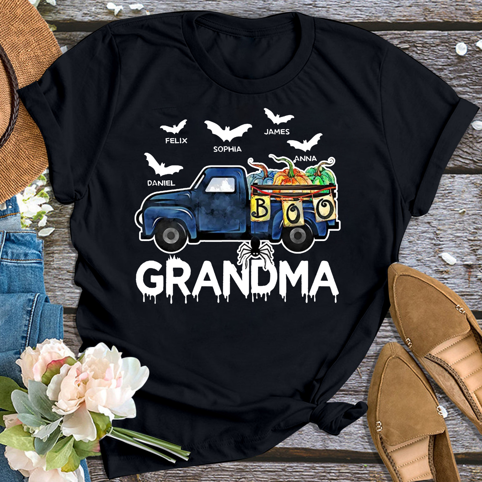 Boo Car Thanksgiving Personalized Grandma Shirt 