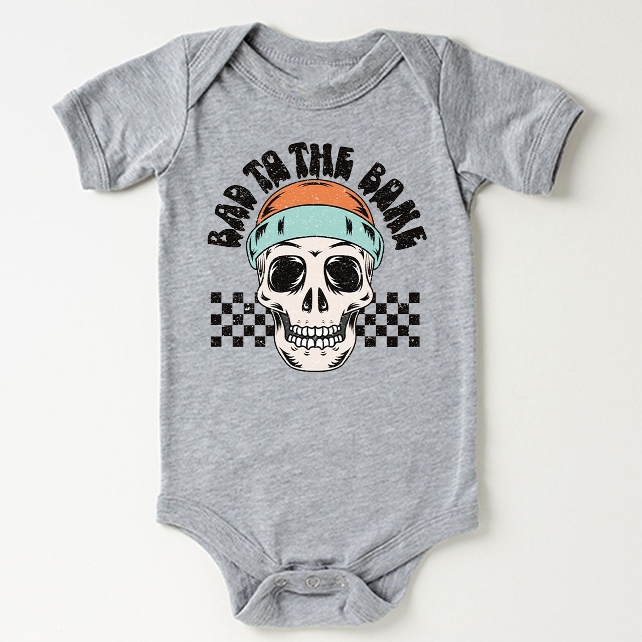 Bad To The Bone Skull Halloween Baby Bodysuit
