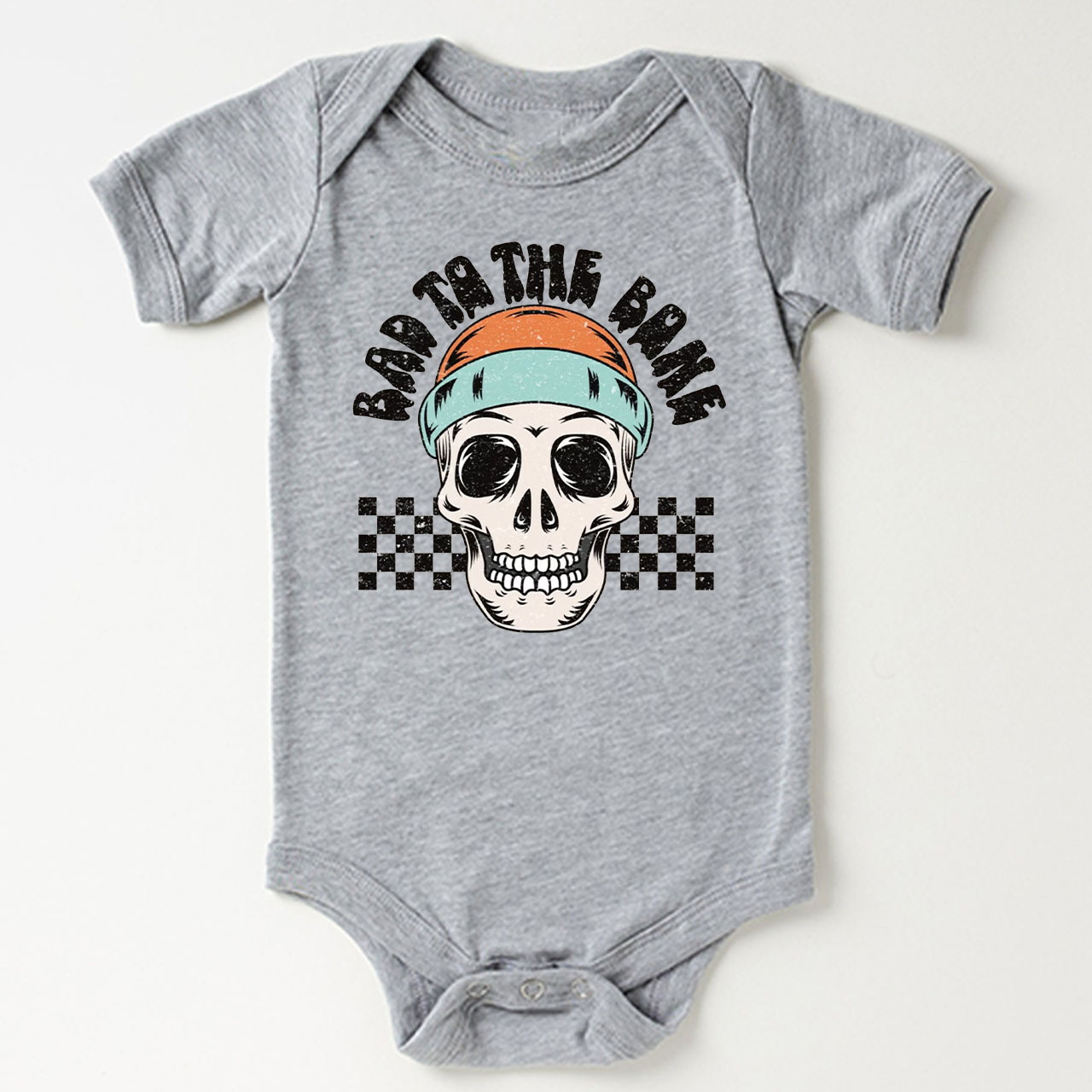 Bad To The Bone Skull Halloween Baby Bodysuit