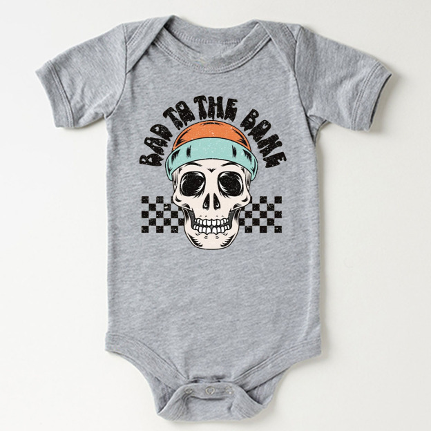 Bad To The Bone Skull Halloween Baby Bodysuit