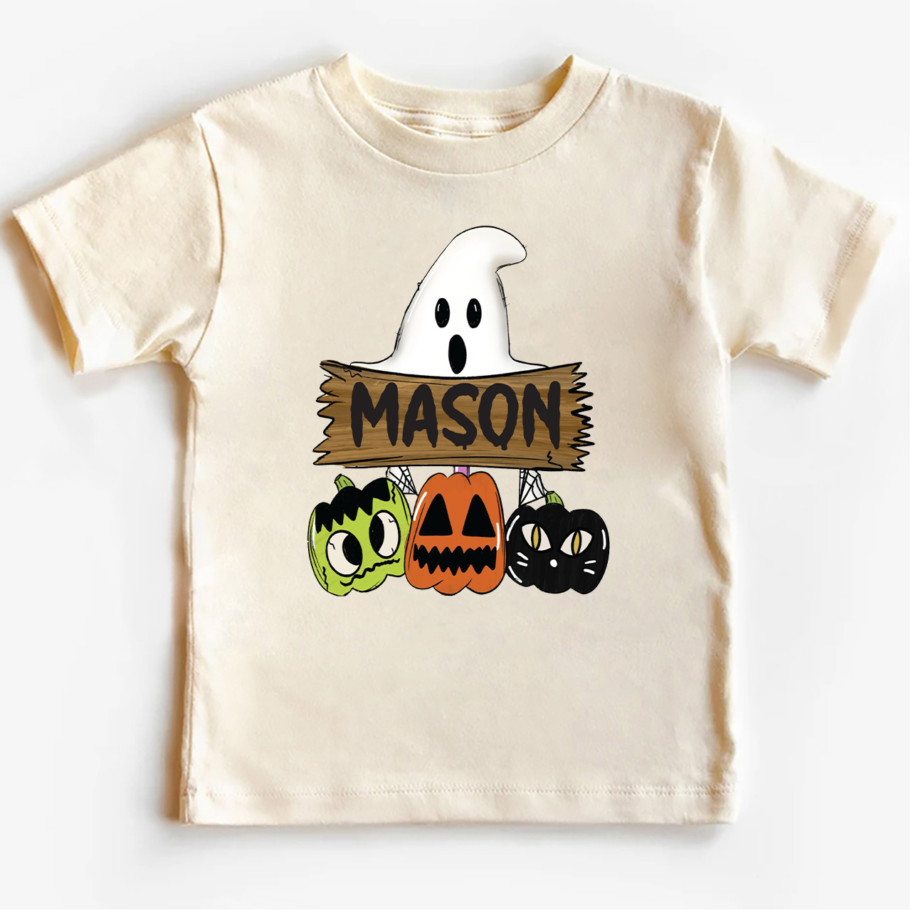Custom Fall Halloween Pumpkin Cat Kids Shirt 