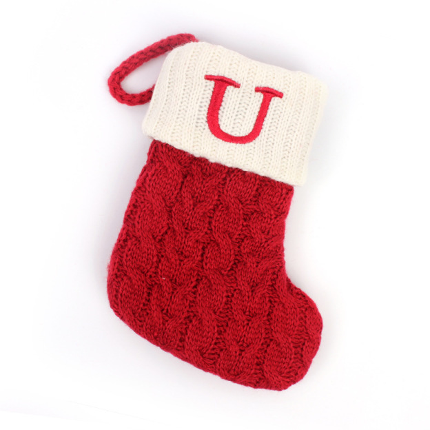 Christmas Socks Knitted Embroidered Alphabet Socks