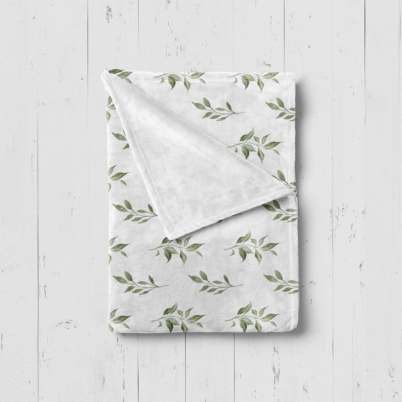 Olive Leaf  Baby Flannel Blanket