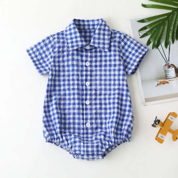 4 Colors Baby Boy Girl Collar Shirt Jumpsuit