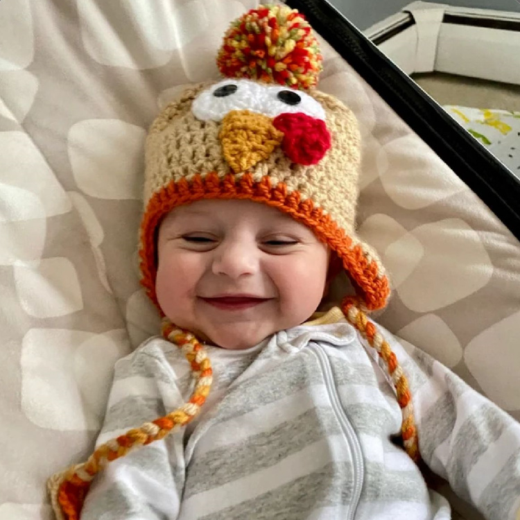 Crocheted Turkey Thanksgiving Toddler Hat