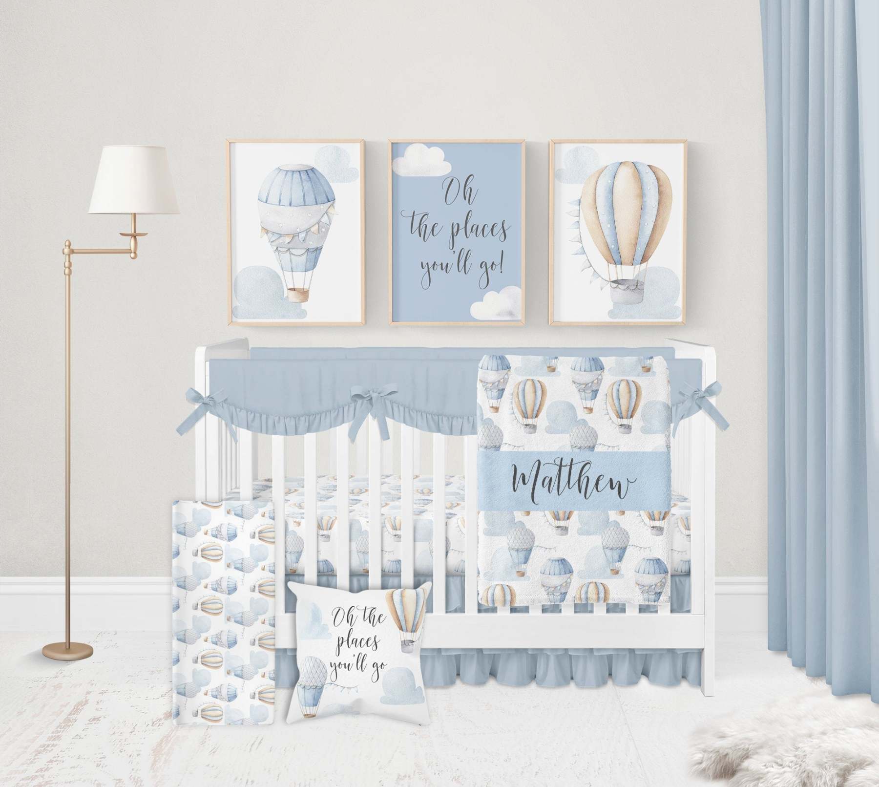 Personalized Hot Air Balloon Baby Flannel Blanket