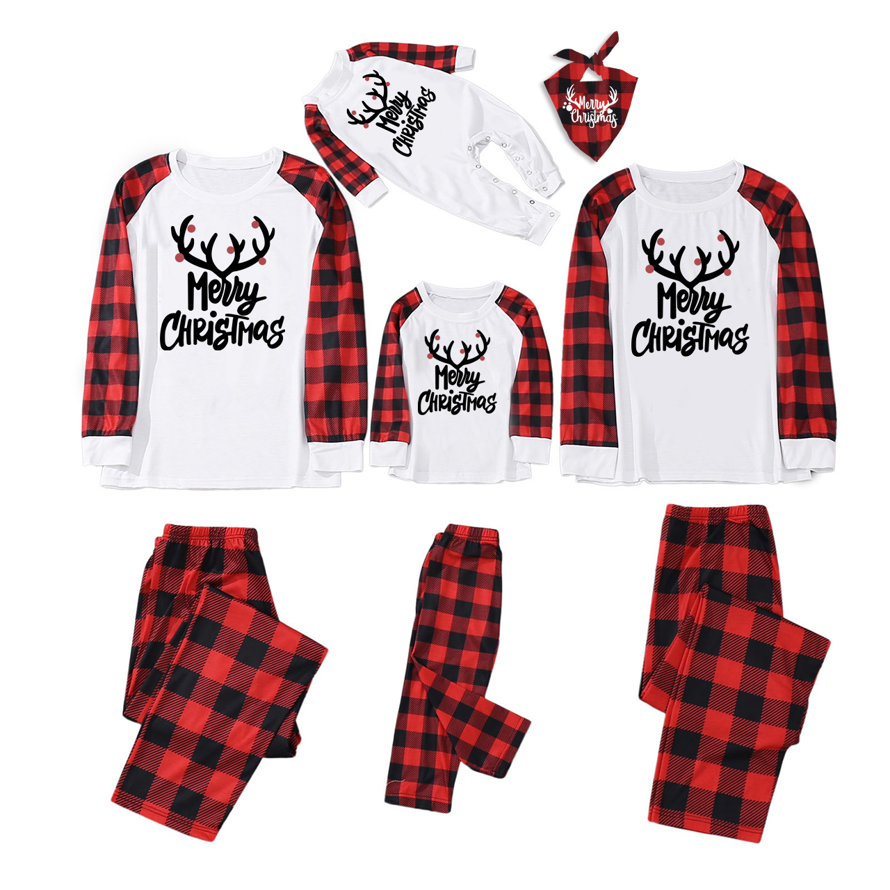 Black Antlers Christmas Family Matching Pajamas