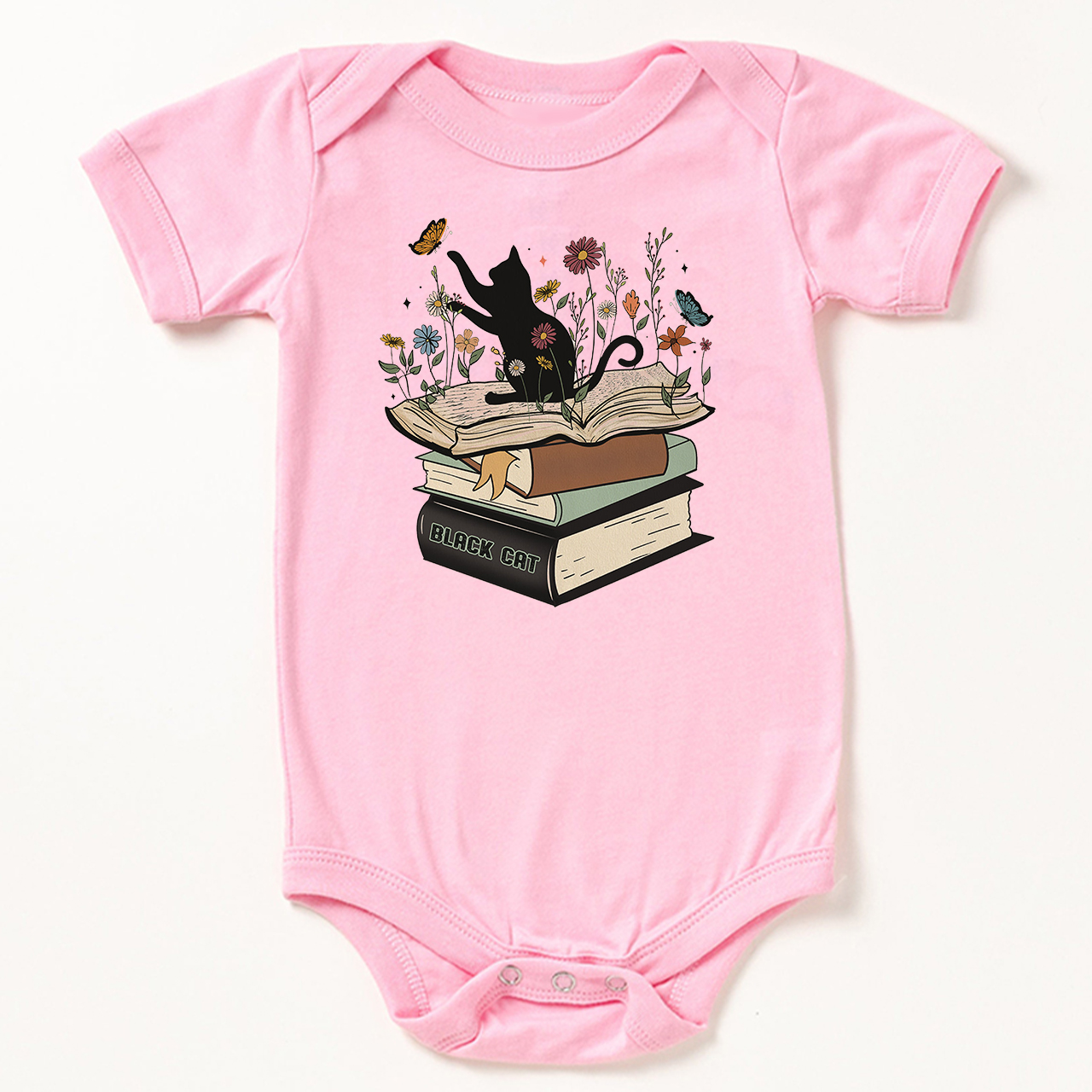 Halloween Playful Cat Flower Retro Bodysuit For Baby