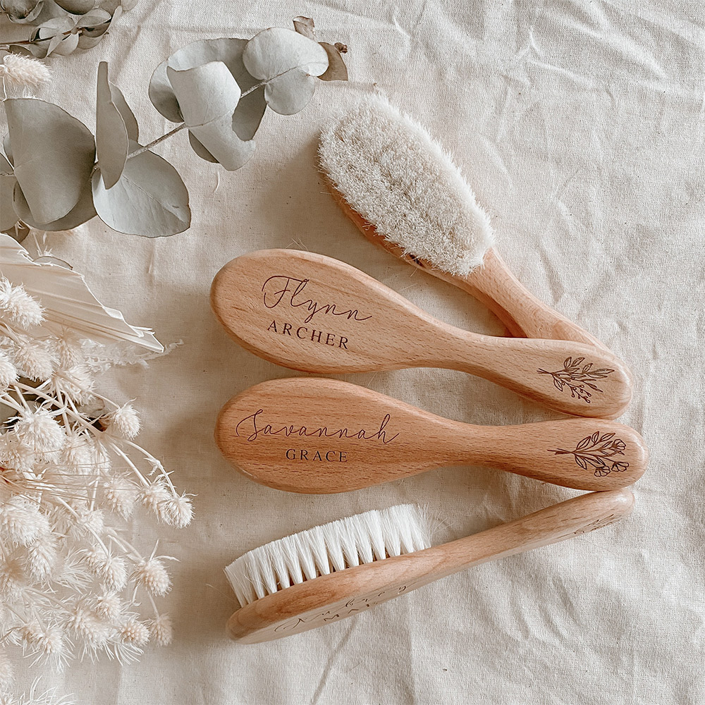 Personalised Wooden Baby Hairbrush