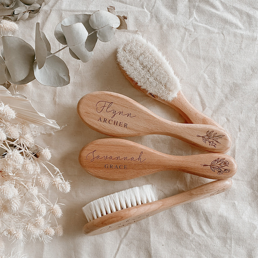 Personalised Wooden Baby Hairbrush