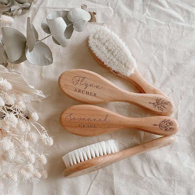 Personalised Wooden Baby Hairbrush