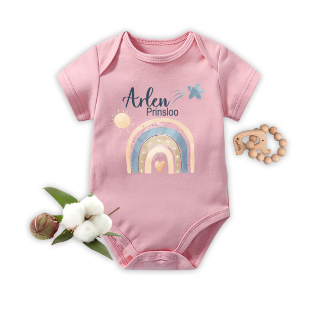 Rainbow Heart Name Custom Baby Bodysuit