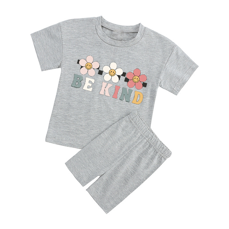 Be Kind Florals Kids Biker Shorts&Tee
