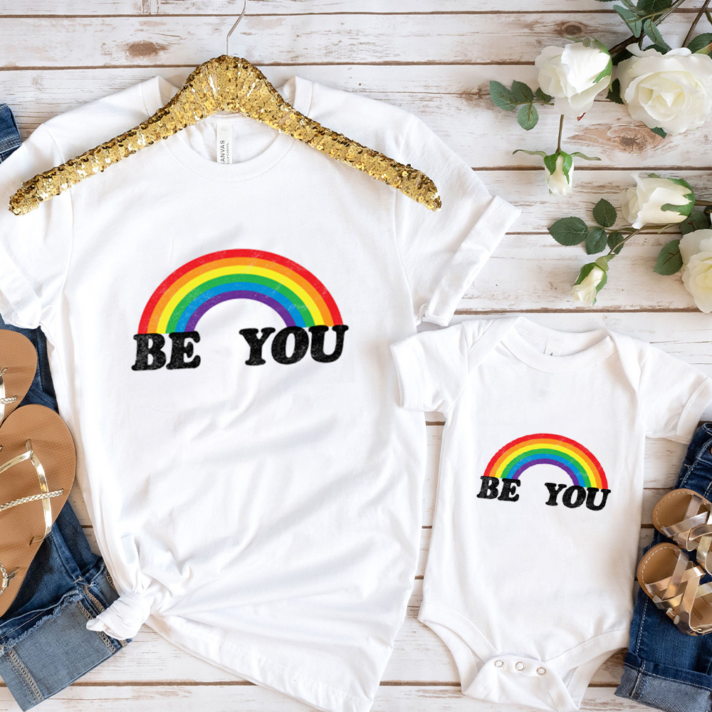 Be You Rainbow LGBTQ Shirt & Baby Bodysuit