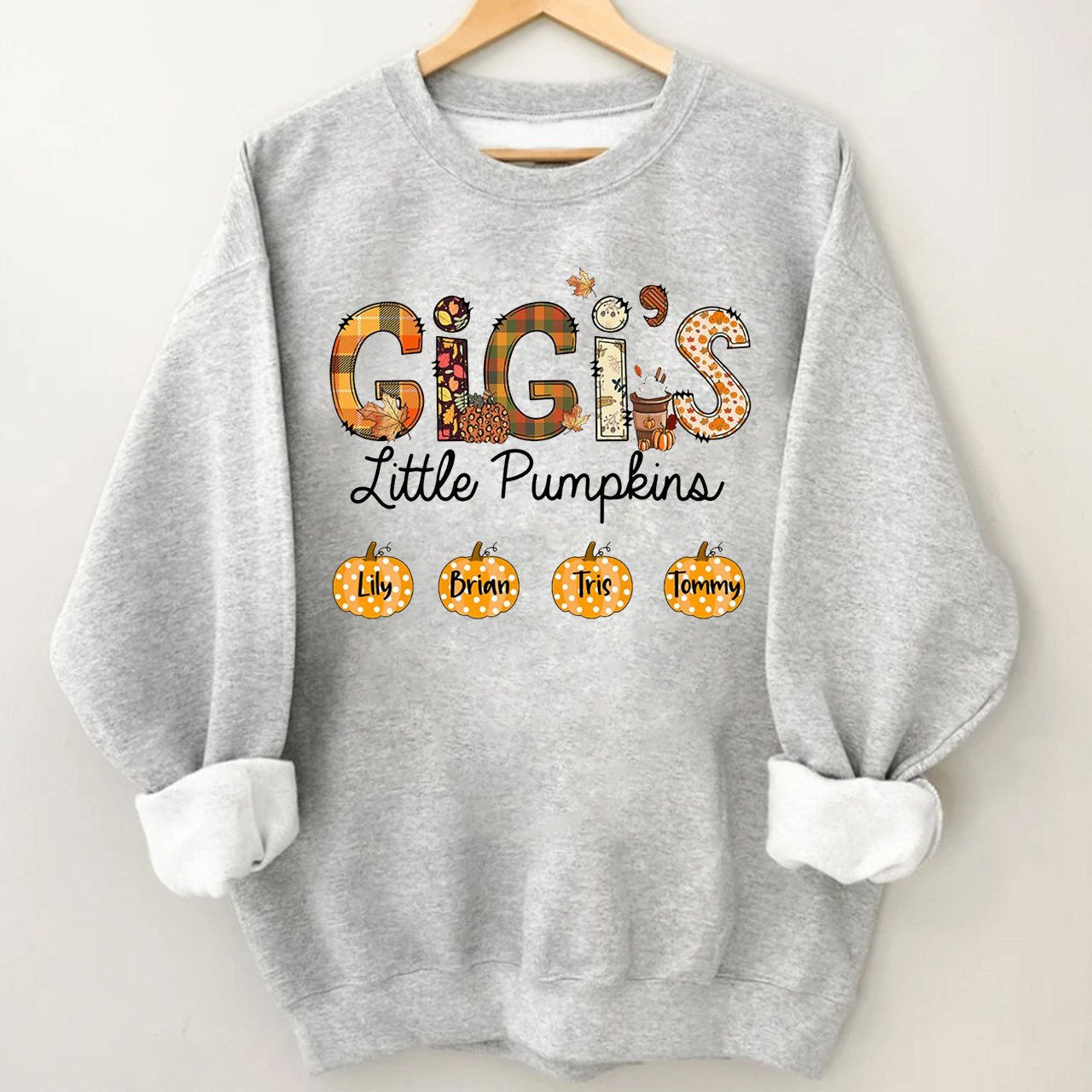 Personalized  Fall Grandma Sweatshirt With Grandkids Names