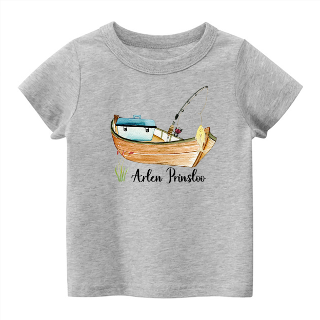 Personalized Boat Fishing Kids Name T-Shirt