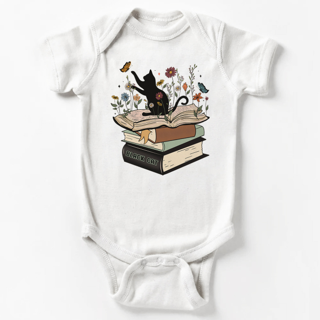 Halloween Playful Cat Flower Retro Bodysuit For Baby