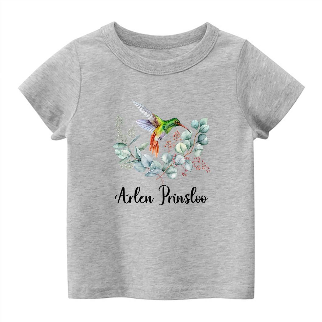 Personalized Hummingbird In The Flowers Kids T-Shirt