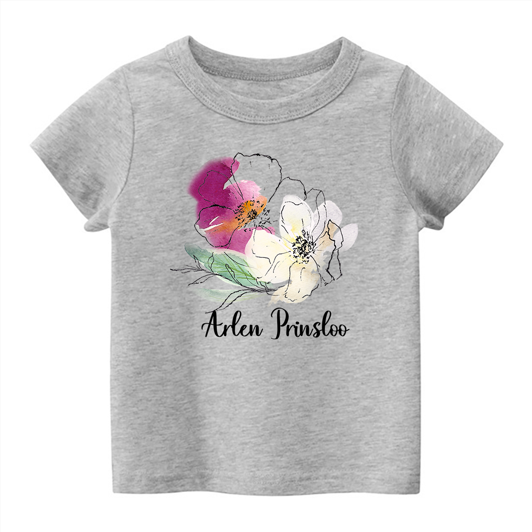 Personalized Ink Flowers Kids T-Shirt