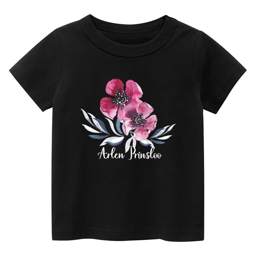 Personalized Ink Flowers Kids T-Shirt