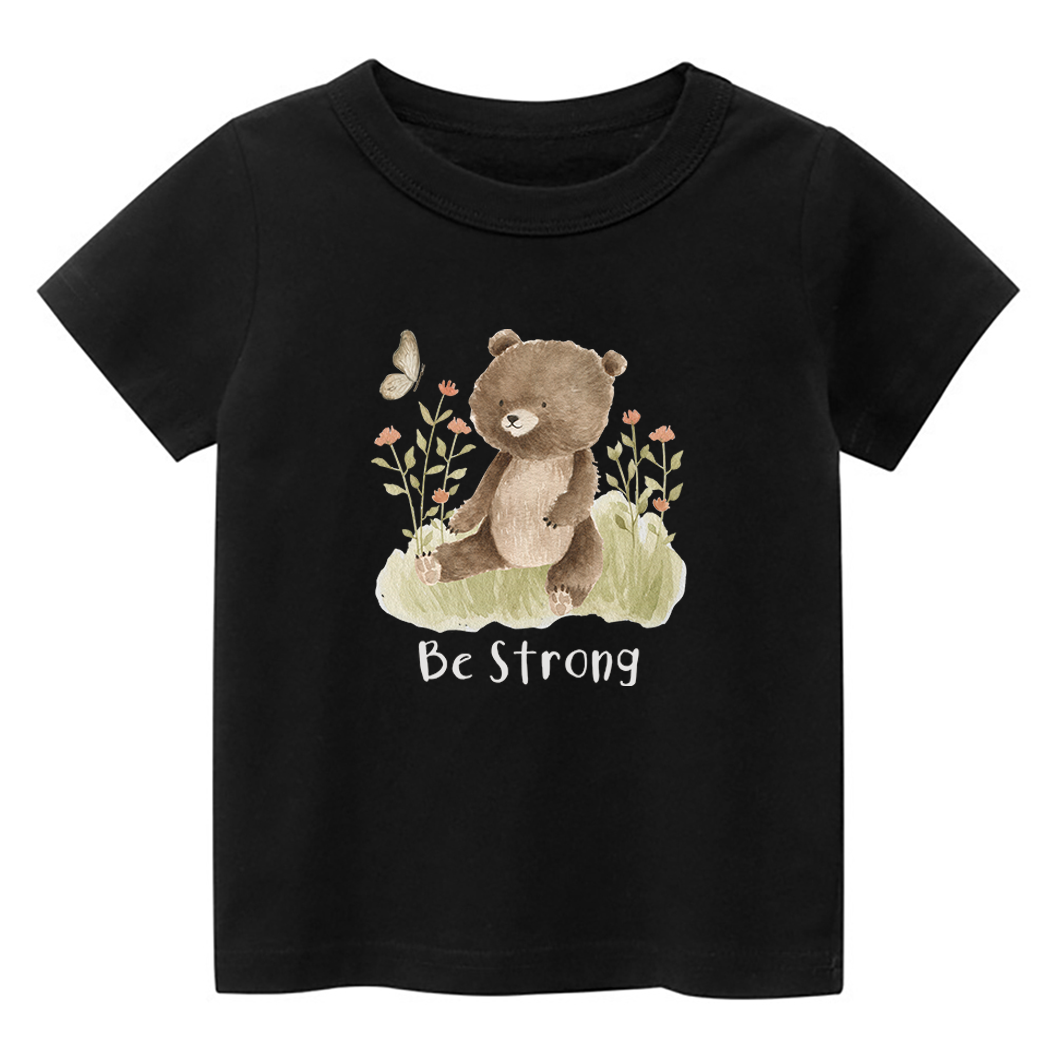 Be Strong Little Bear And Butterfly Kids T-Shirt