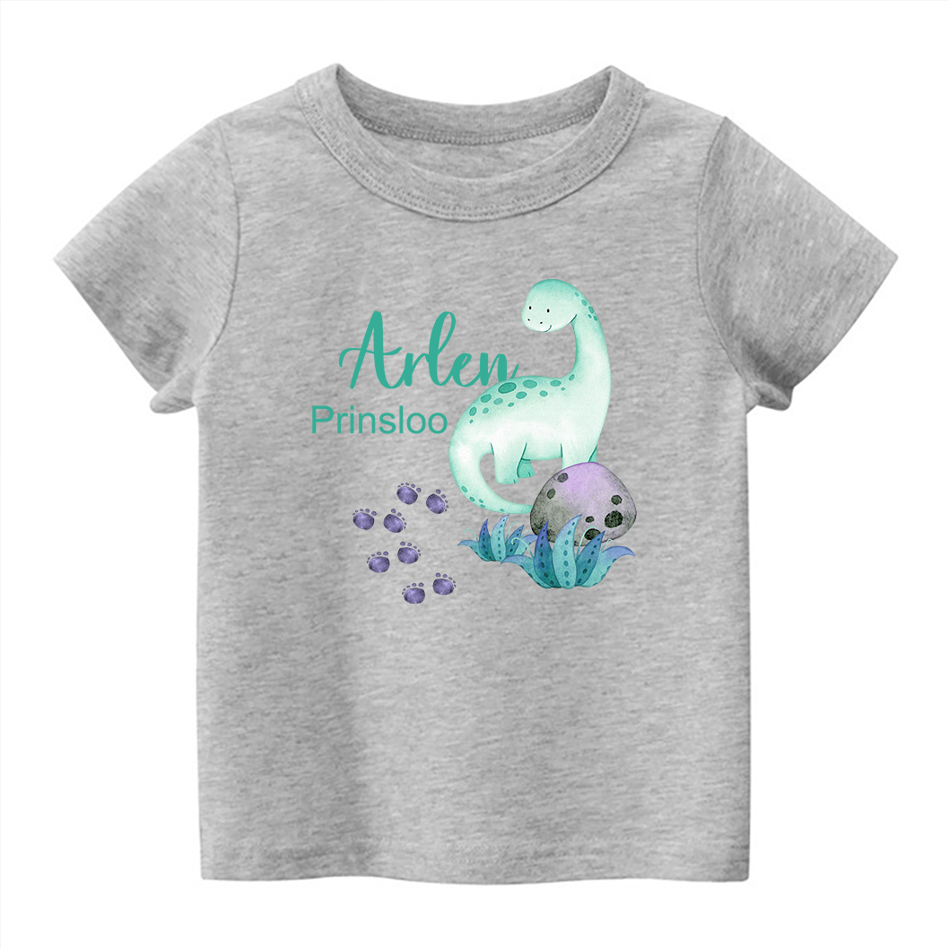 Personalized Dinosaur Footprints With Kids Name T-Shirt