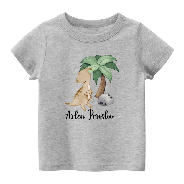 Personalized Dinosaurs Under The Coconut Tree With Kids Name T-Shirt
