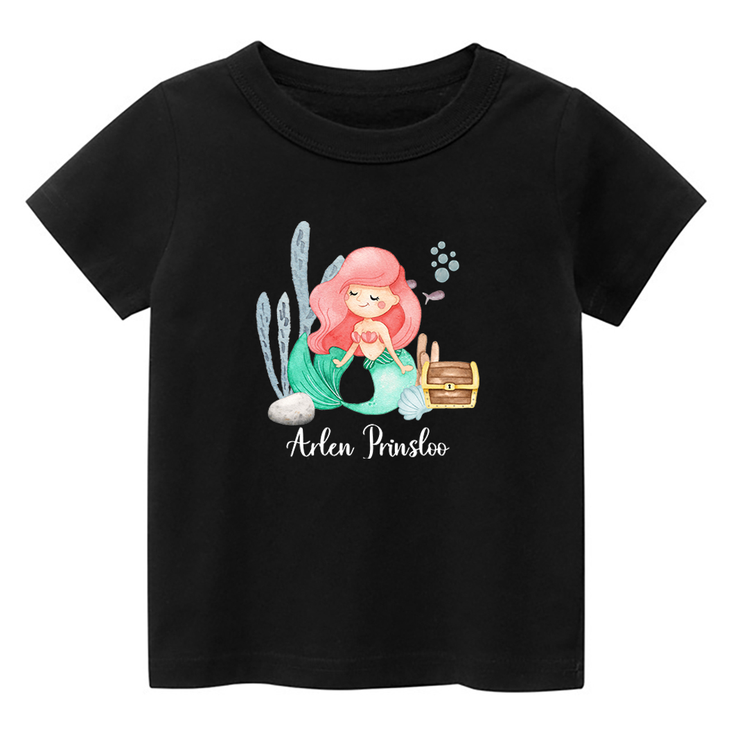 Personalized Mermaid Princess With Kids Name T-Shirt