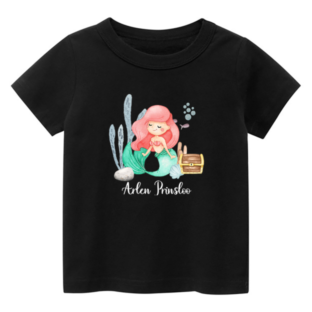 Personalized Mermaid Princess With Kids Name T-Shirt