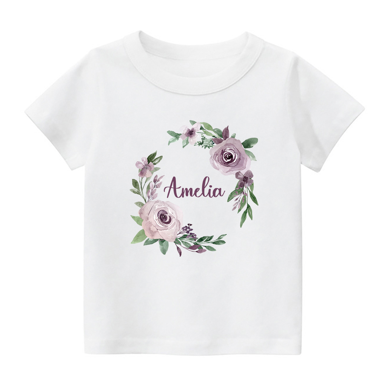 Personalized Light Purple Wreath Shirt For Kids