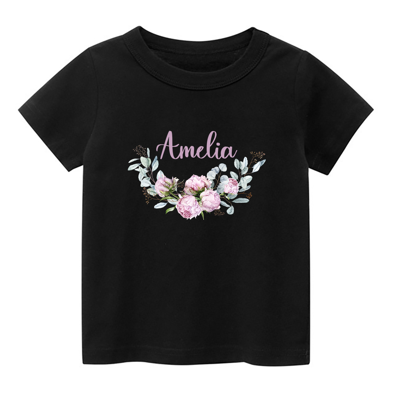 Personalized Purple Peony Shirt For Kids