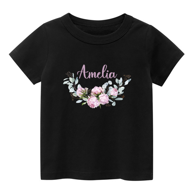 Personalized Purple Peony Shirt For Kids