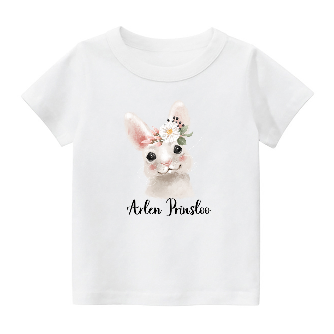 Personalized Watercolor Tilted Rabbit Shirt For Kids