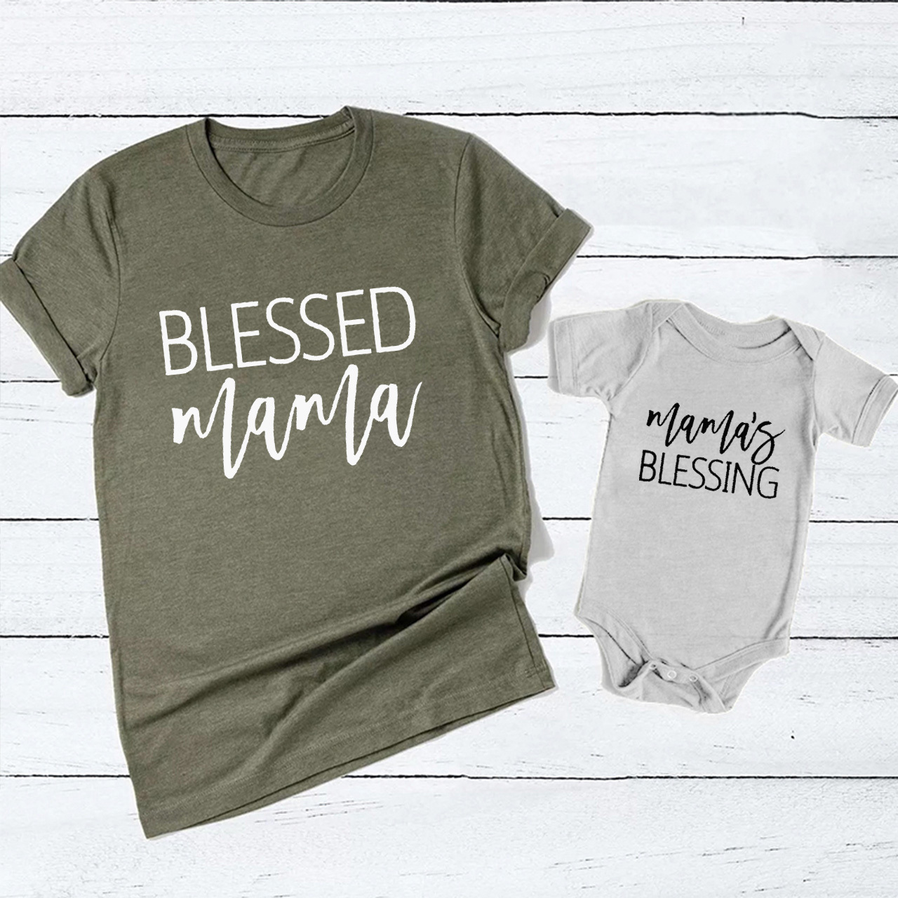 Blessed Mama or Mama's Blessing-Mother's Day MatchingTees