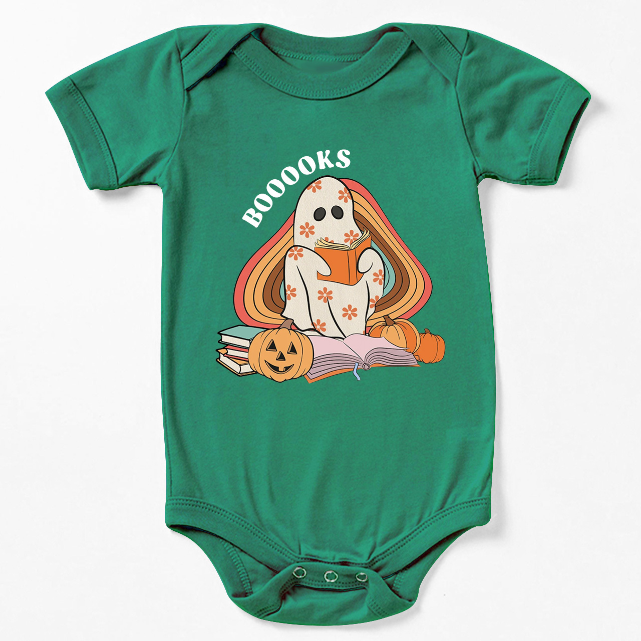 Retro Books Ghost Halloween Baby Bodysuit