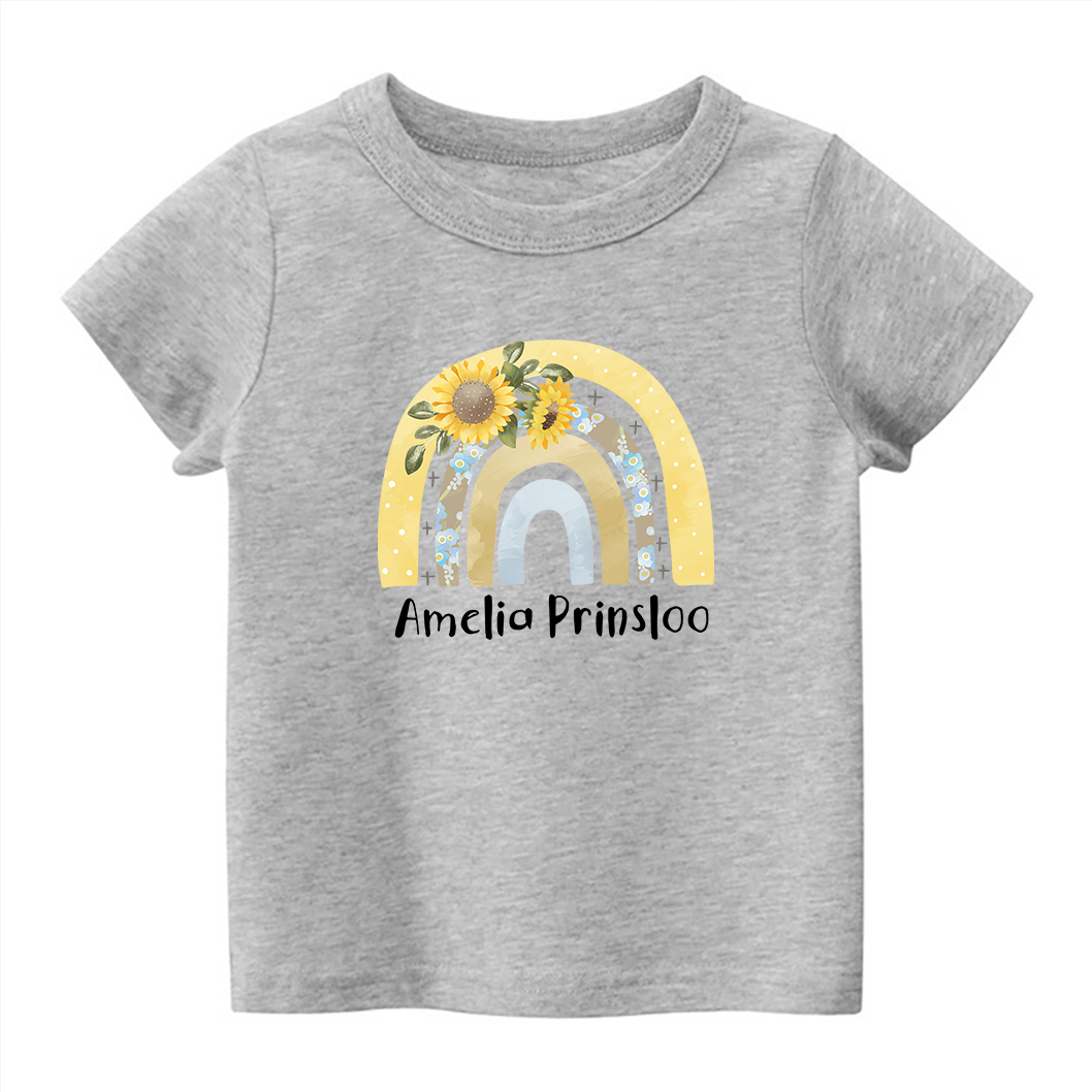 Personalized Yellow Rainbow Kids T-Shirt