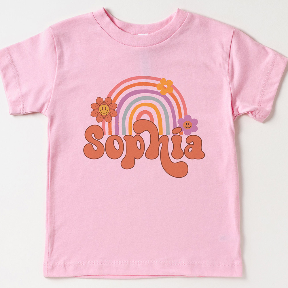 Personalized Rainbow Daisy Happy Face Shirt