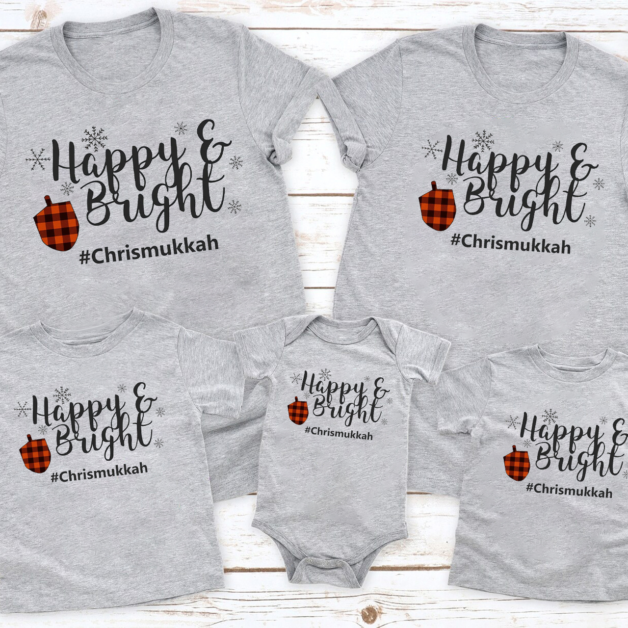 Happy and Bright Chrismukkah Hanukkah Family Matching Shirt
