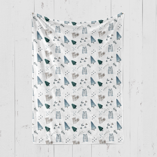 Bear & Forest Blanket Flannel Blanket
