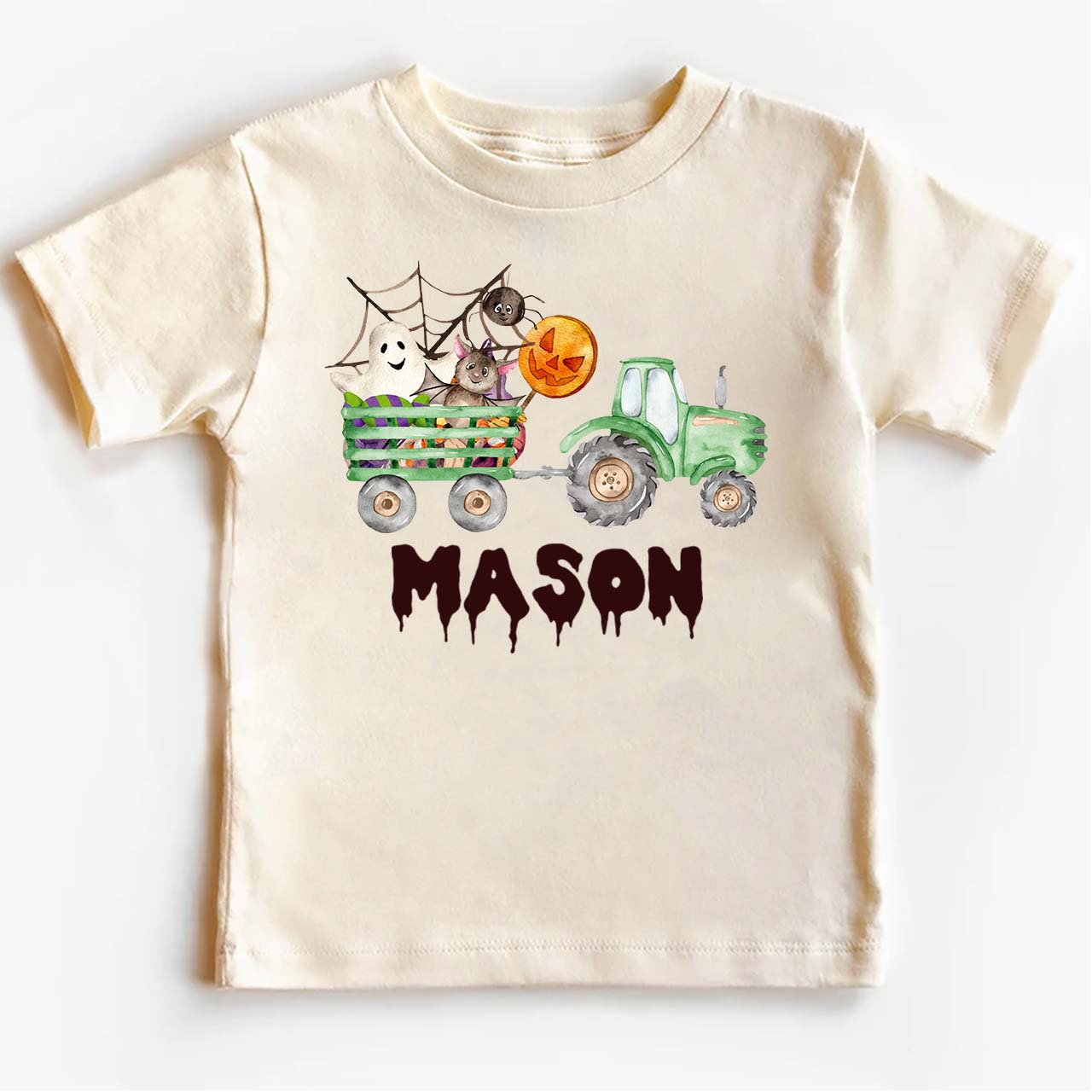 Custom Green Tractor Halloween Kids Shirt 