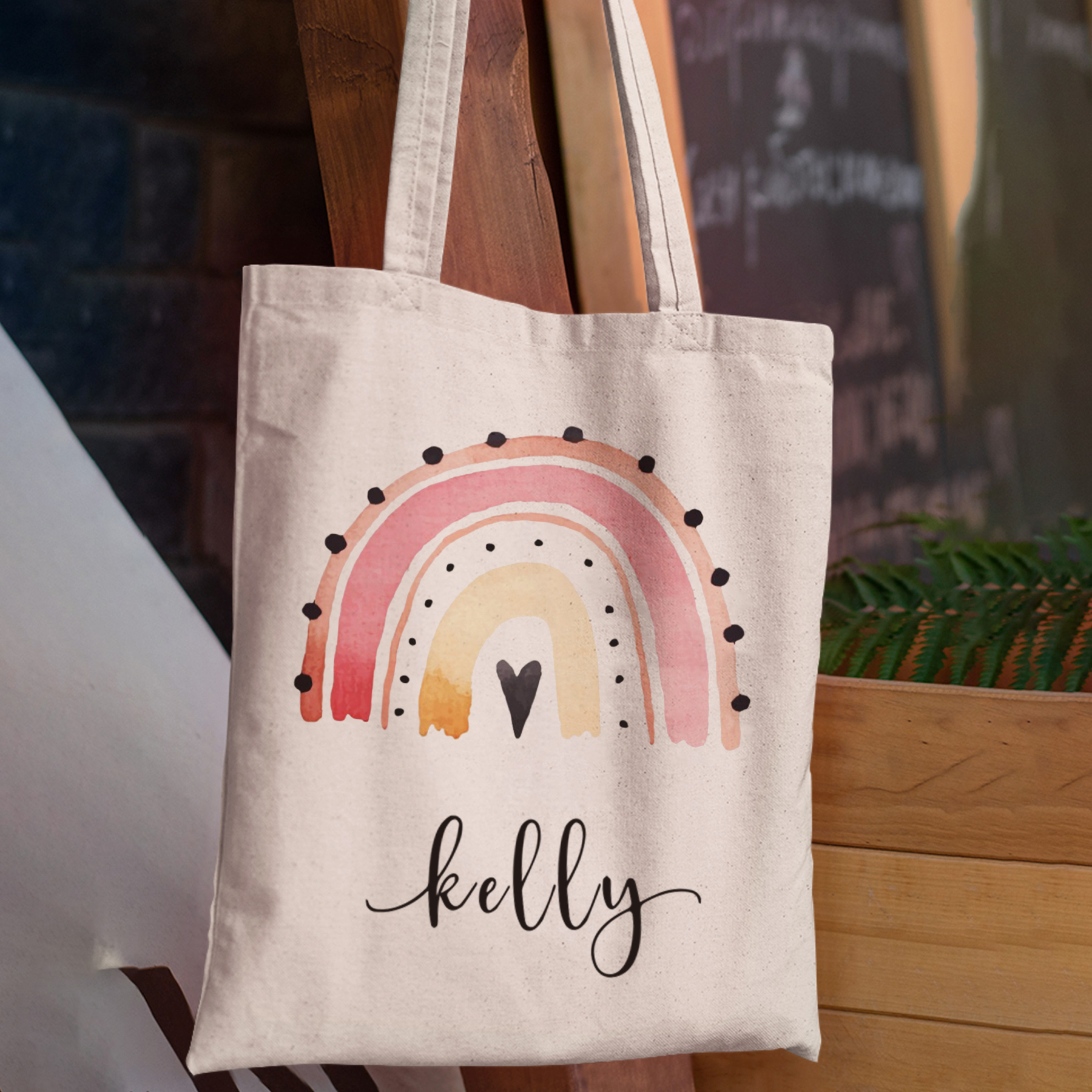 Personalized Lovely Pink Kids Name School Tote Bag