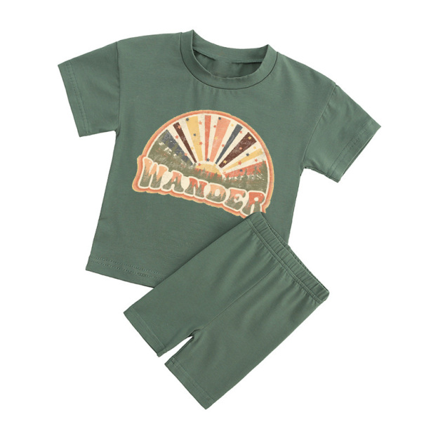 Wander Kids Peach Boho Biker Shorts&Tee