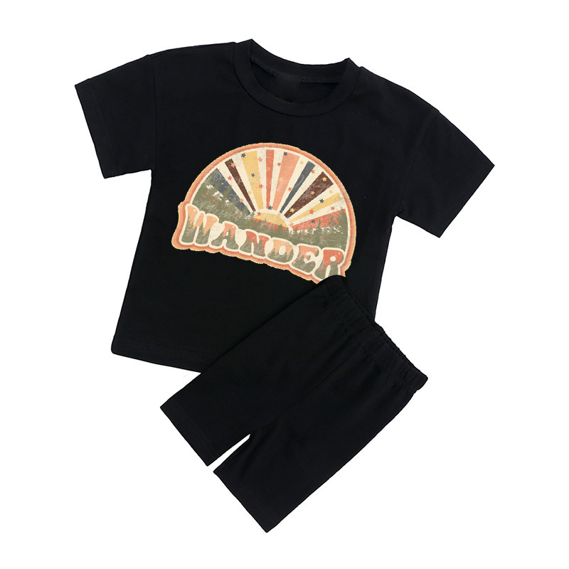 Wander Kids Peach Boho Biker Shorts&Tee
